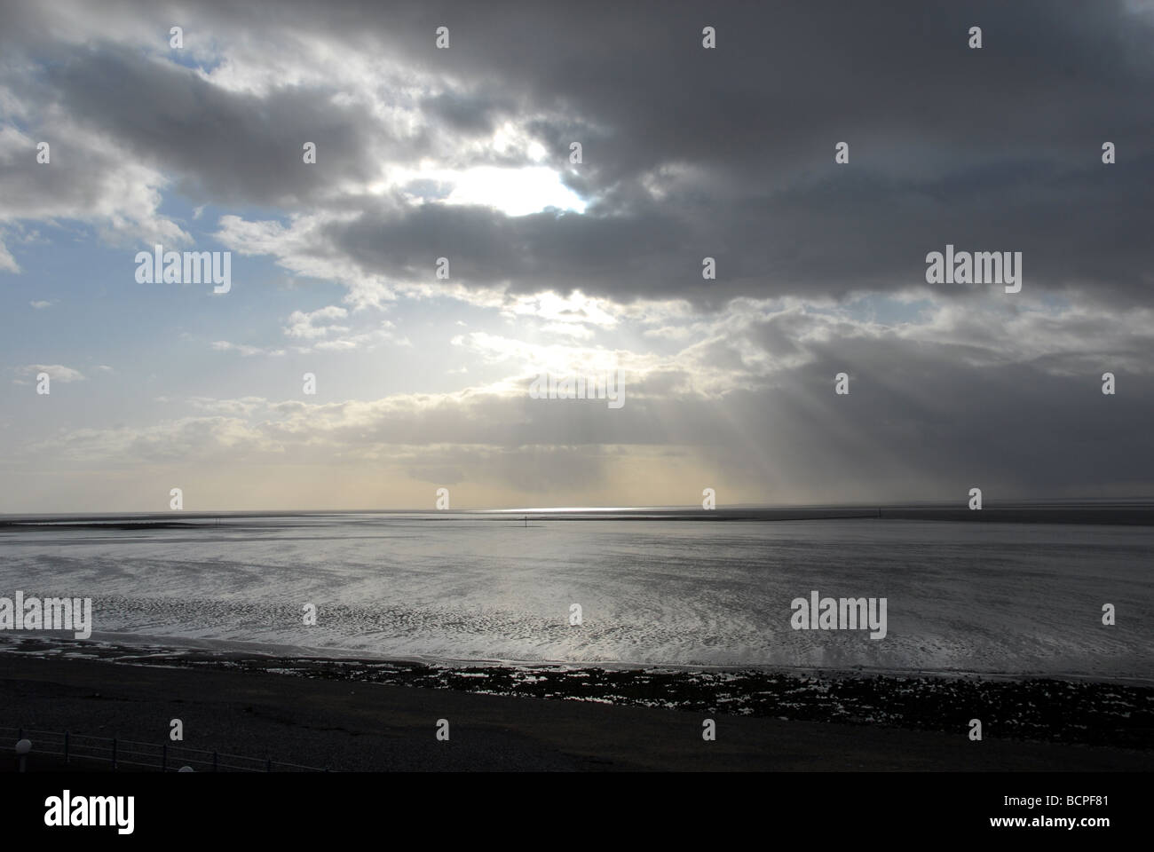 Tramonto sulla baia di Morecambe Lancashire Inghilterra Foto Stock