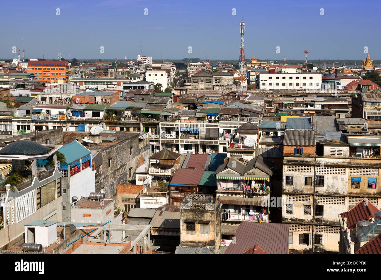 Vista sopra la città di Phnom Penh Cambogia Cambogia Foto Stock