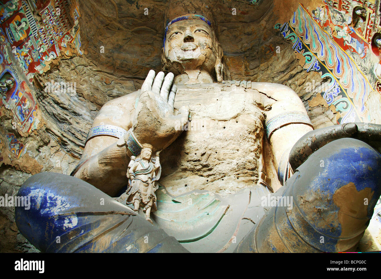 Sakyamuni Buddha, le Grotte di Yungang, Datong City, nella provincia di Shanxi, Cina Foto Stock