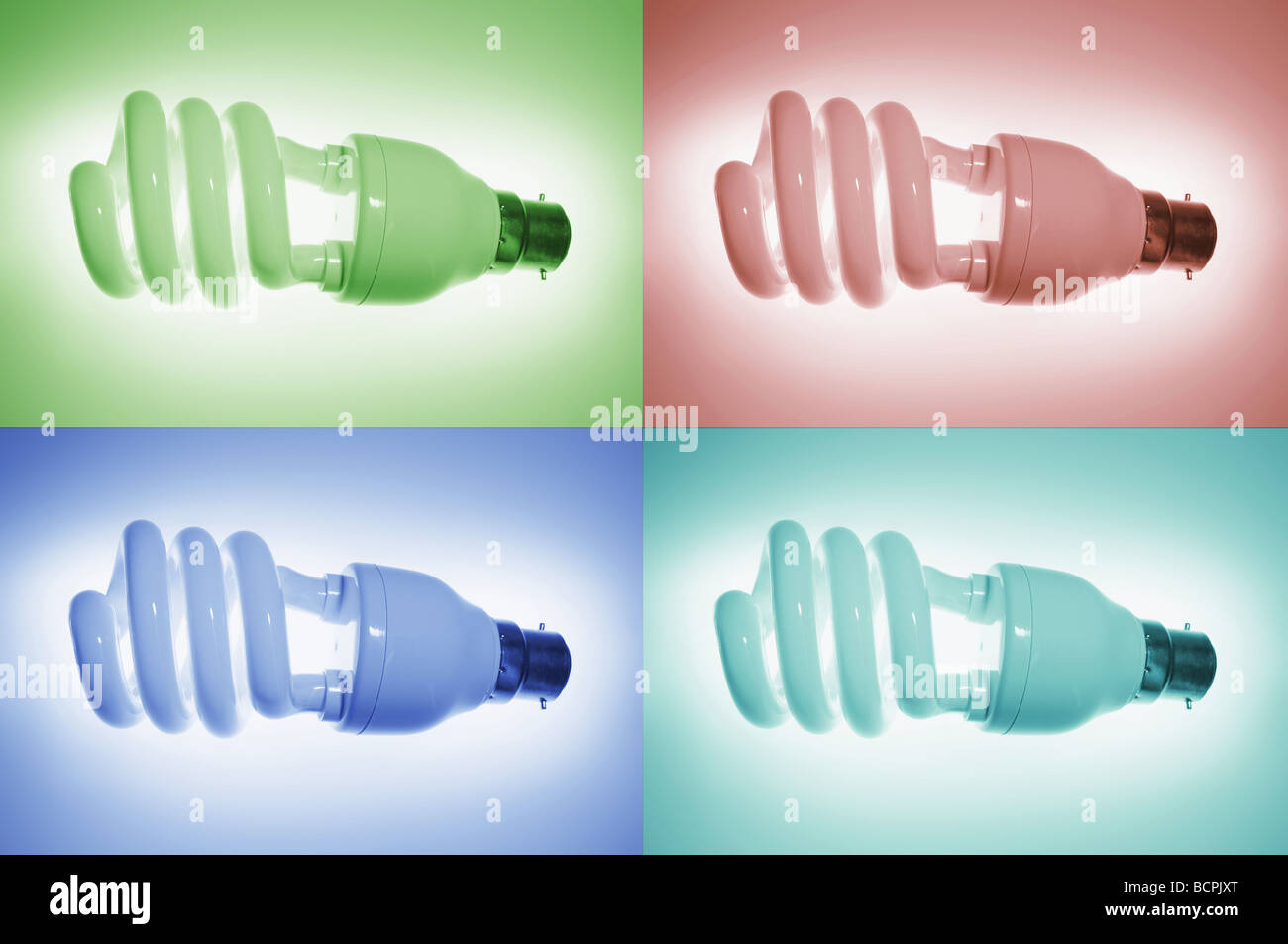 Colorato lampadine fluorescenti Foto Stock