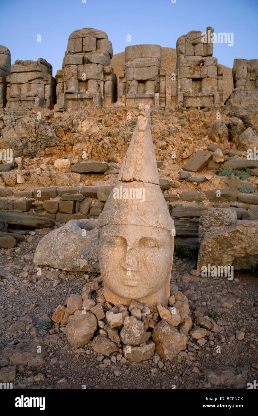 Scolpite le teste di pietra a Mt. Nemrut National Park in Turchia Foto Stock