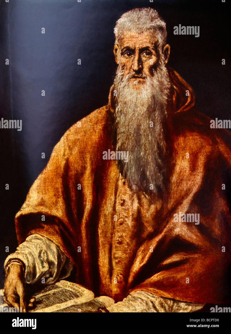 Dettaglio di San Girolamo come il Cardinale El Greco dipinto 1571-1576 Galleria Nazionale al di fuori del diritto d'autore Foto Stock