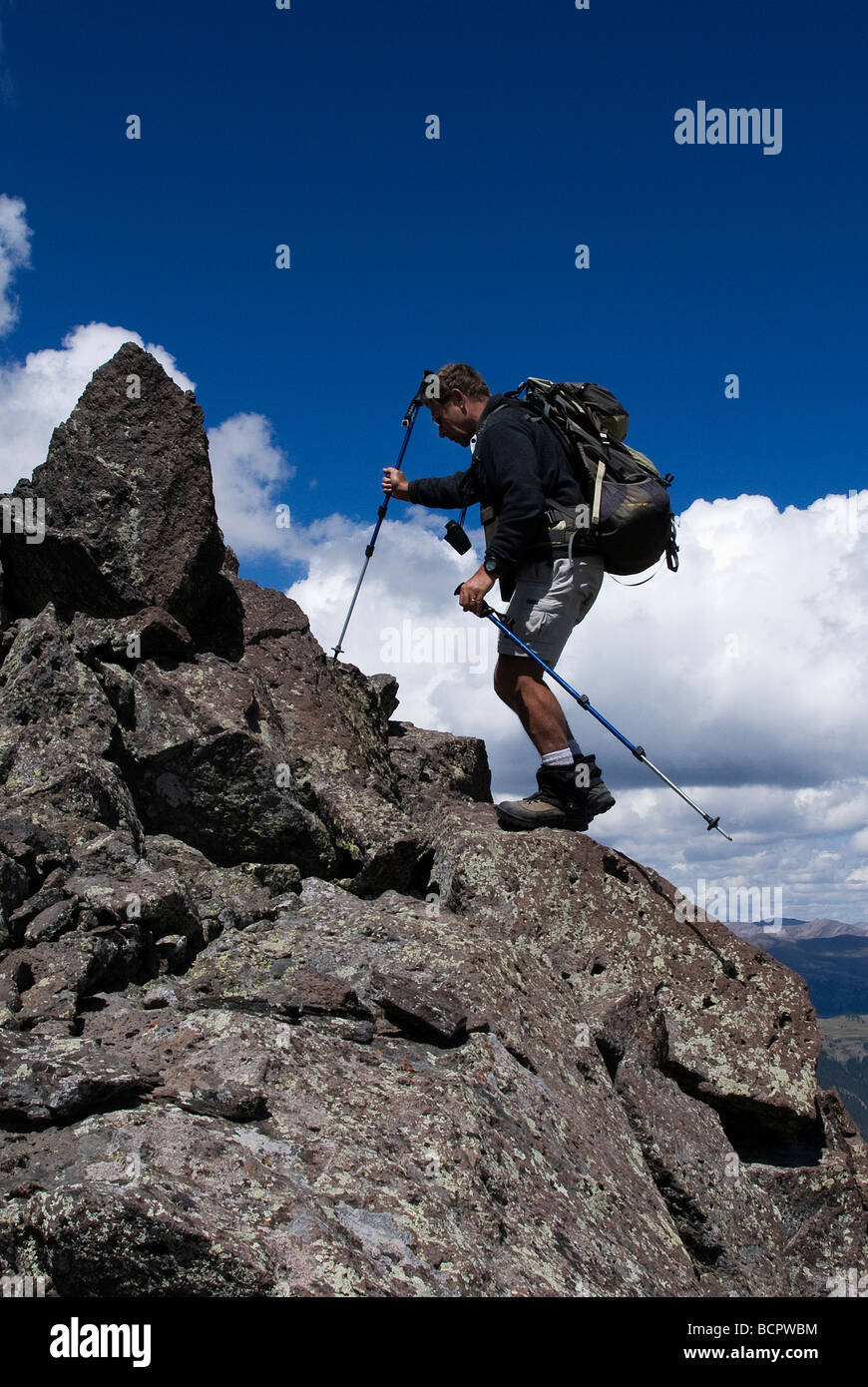 Mike Vining scalata del Rio Grande Piramide Weminuche Wilderness Area Colorado USA Foto Stock