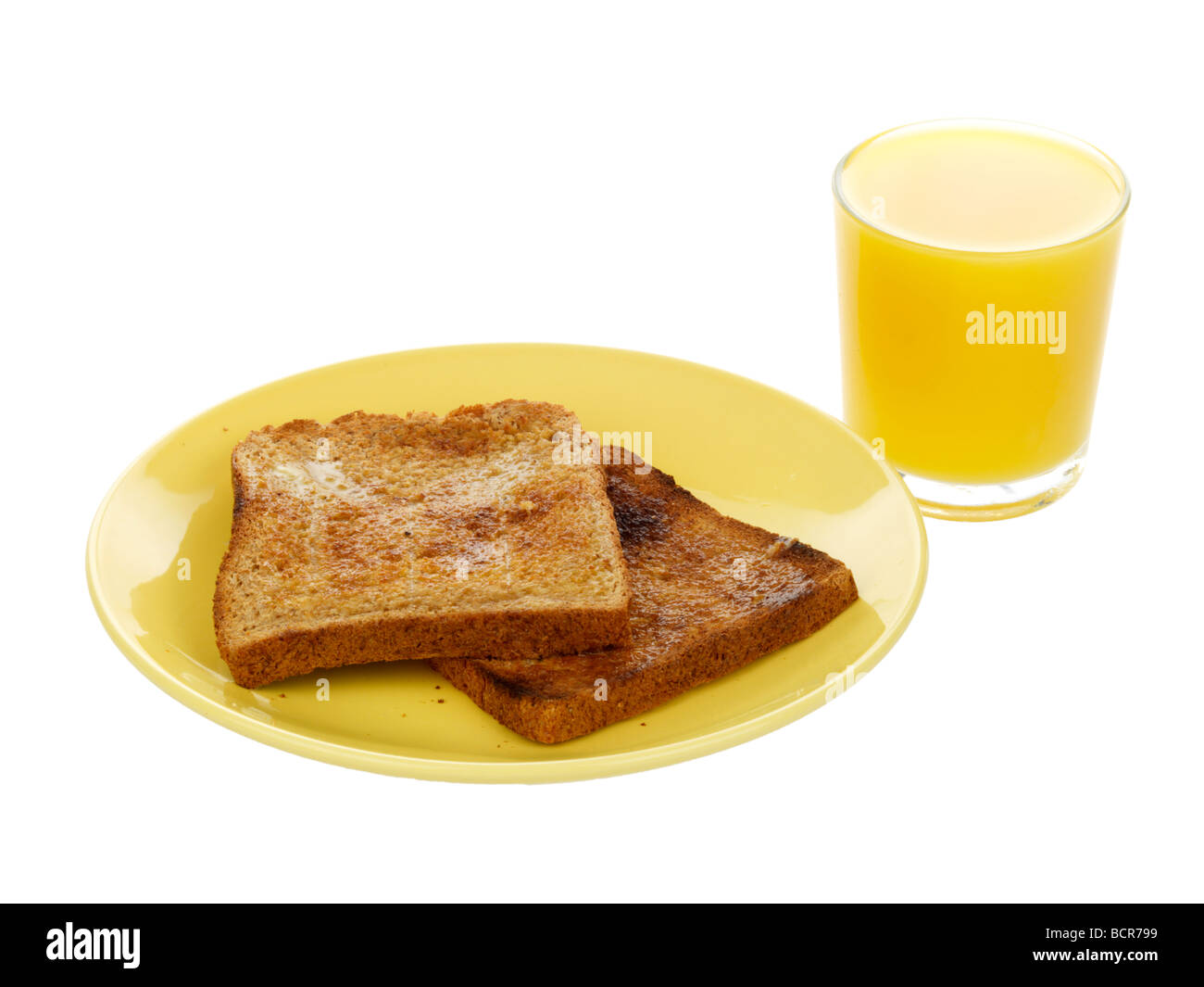 Brown, Toast con burro e succo di arancia Foto Stock