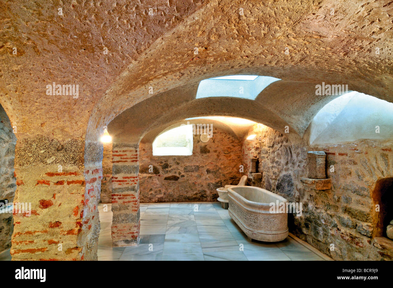 Spagna, Via de la Plata: Museo del romano termiche in Banos de montemayor Foto Stock