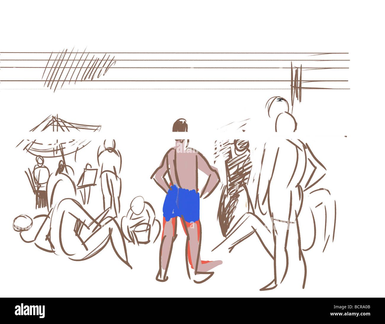 Un clone della folla di spiaggia, 2007, Diana Ongs (b.1940/cino-americano) Computer grafica Foto Stock