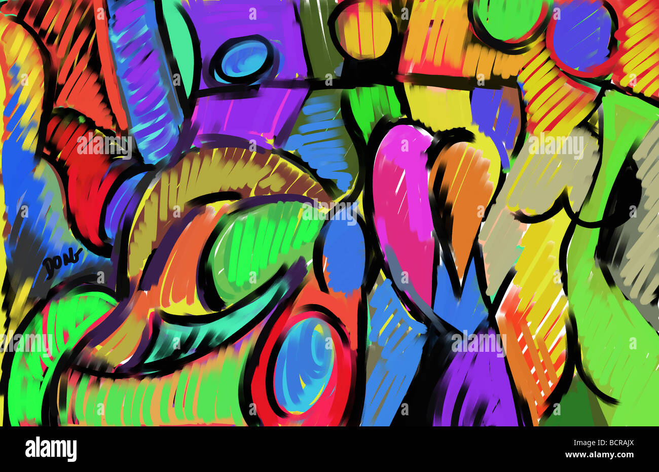 Le figure astratte, 2008, Diana Ongs (b.1940/cino-americano) Computer grafica Foto Stock