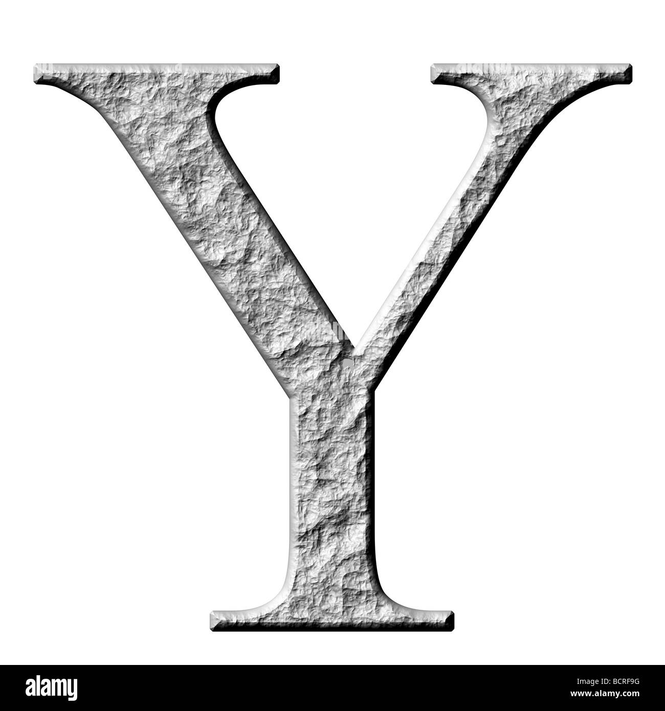 3d stone lettera greca Ypsilon Foto Stock