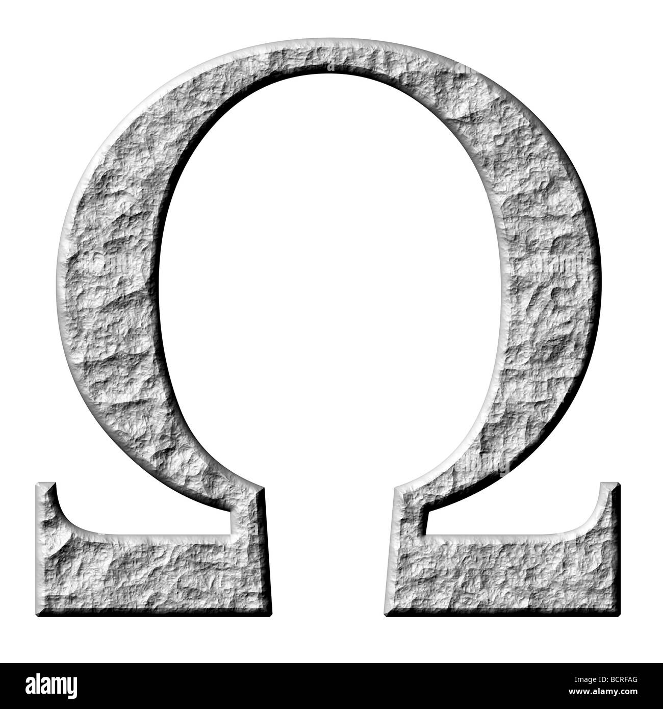 3d stone lettera greca omega Foto Stock