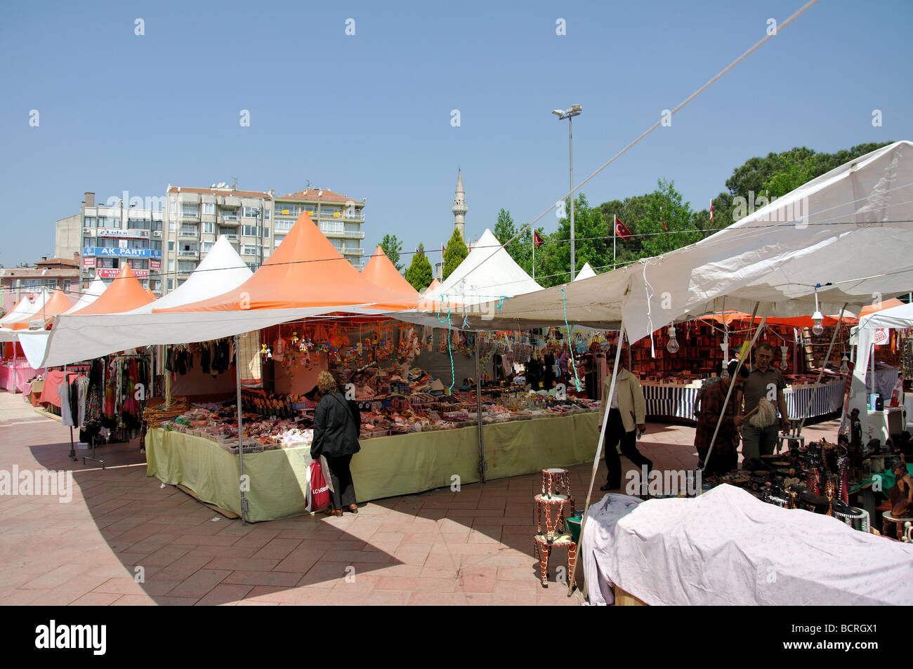 Mercato all'aperto, centro città, Aydin, Aydin Provincia, Regione del Mar Egeo, Turchia Foto Stock