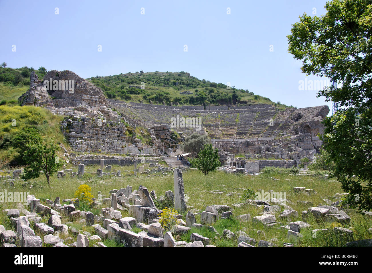 Il teatro, la città antica di Efeso, Selcuk, provincia di Izmir, Turchia Foto Stock