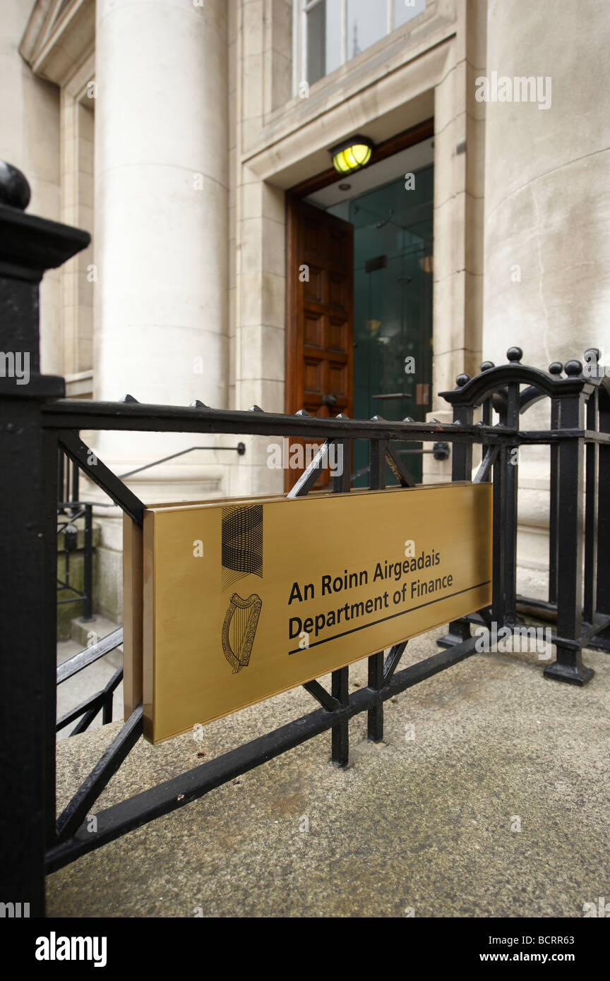 Dipartimento delle Finanze Un Roinn Airgeadais Edificio governativo Upper Merrion Street Dublin Foto Stock