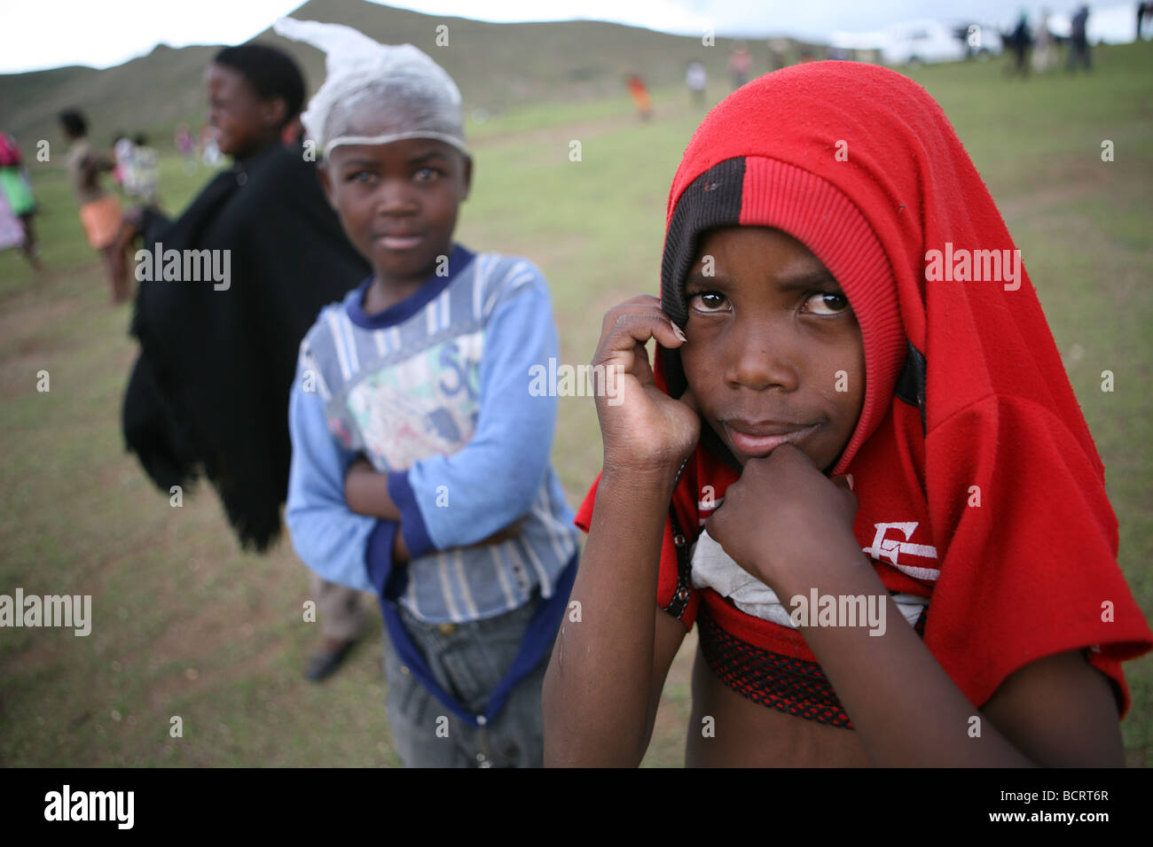 Le ong in Lesotho lavorare con le singole famiglie nelle proprie case. Foto Stock
