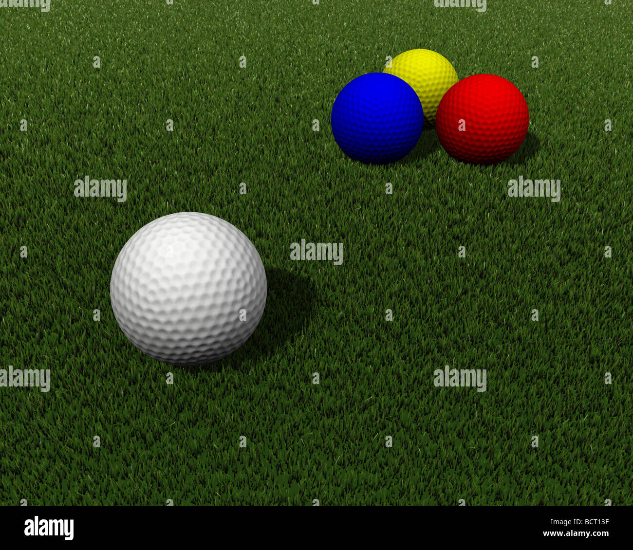 Colorate le palle da golf su erba verde Foto Stock