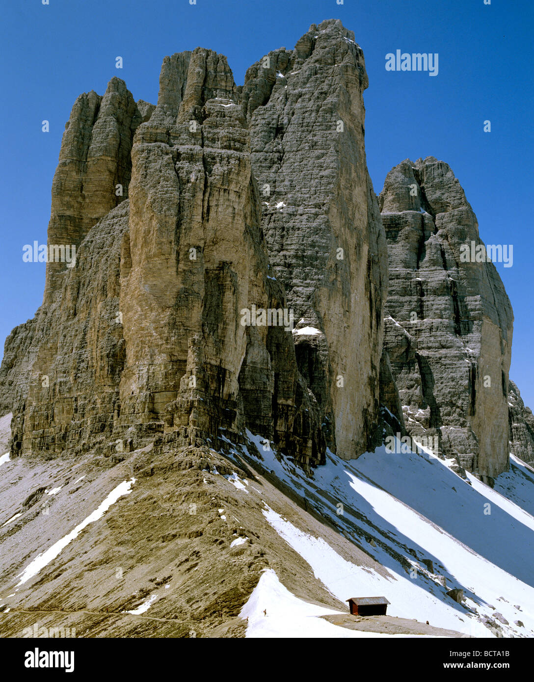 Drei Zinnen montagne, Dolomiti di Sesto, Belluno, Alto Adige, Italia, Europa Foto Stock