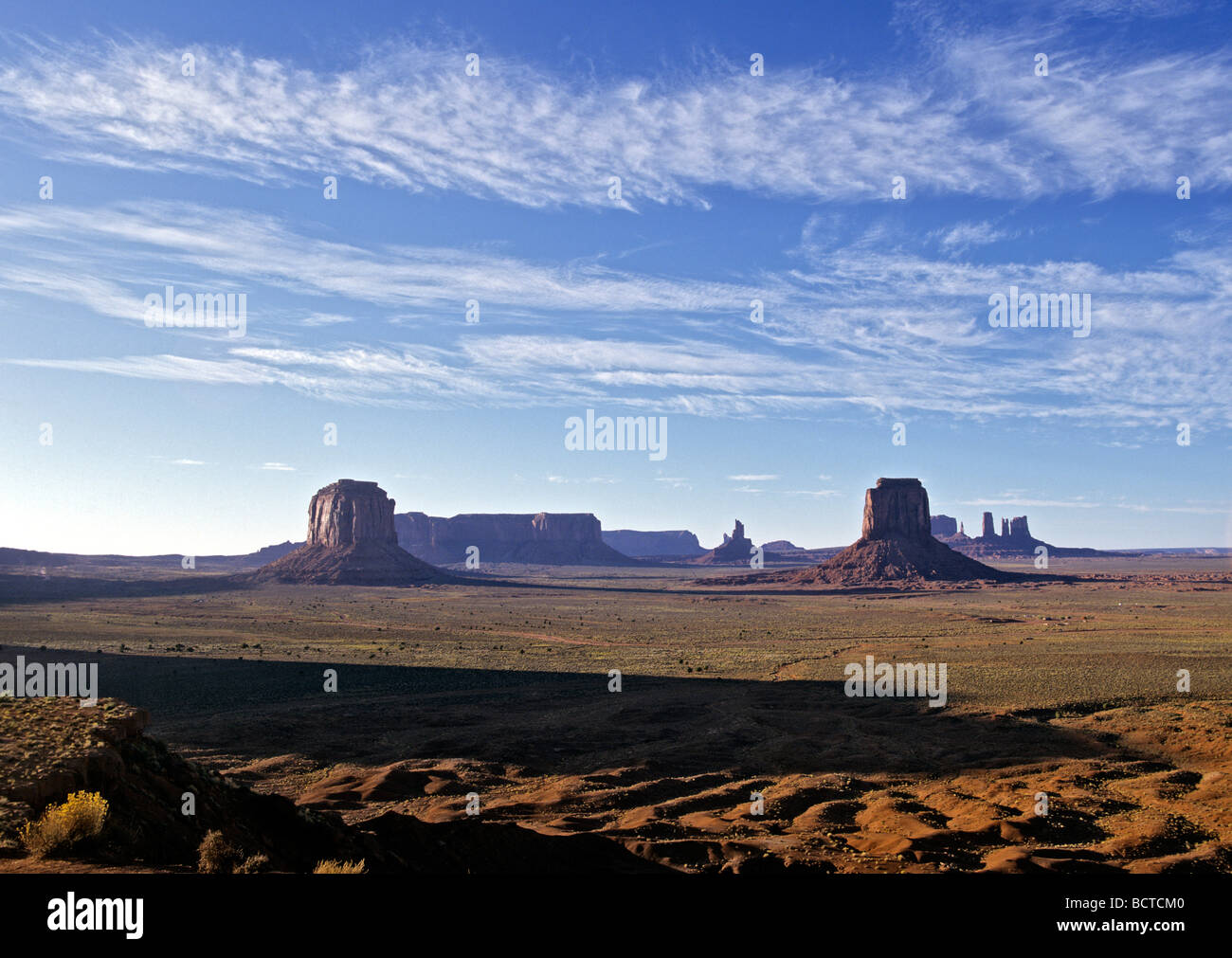 Il Monument Valley, Vista panoramica, Arizona, Stati Uniti d'America Foto Stock