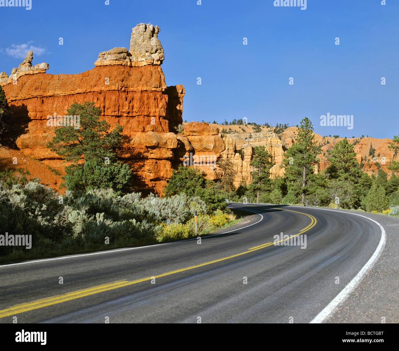 Strada nel Parco Nazionale di Zion, Utah, Stati Uniti d'America Foto Stock