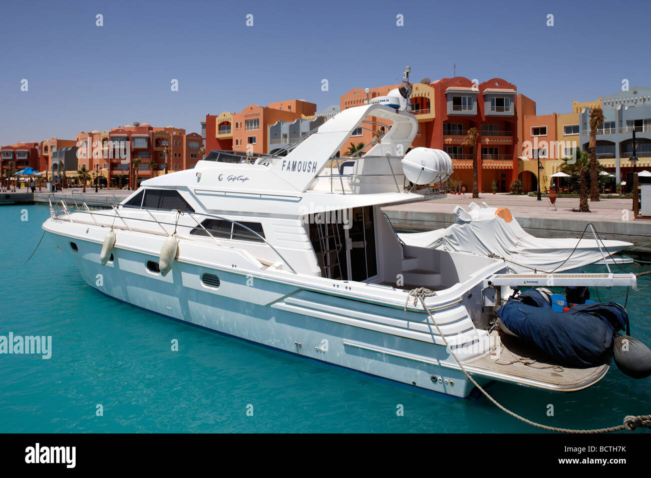 Yacht privato in marina, Hurghada, Egitto, Mare Rosso, Africa Foto Stock