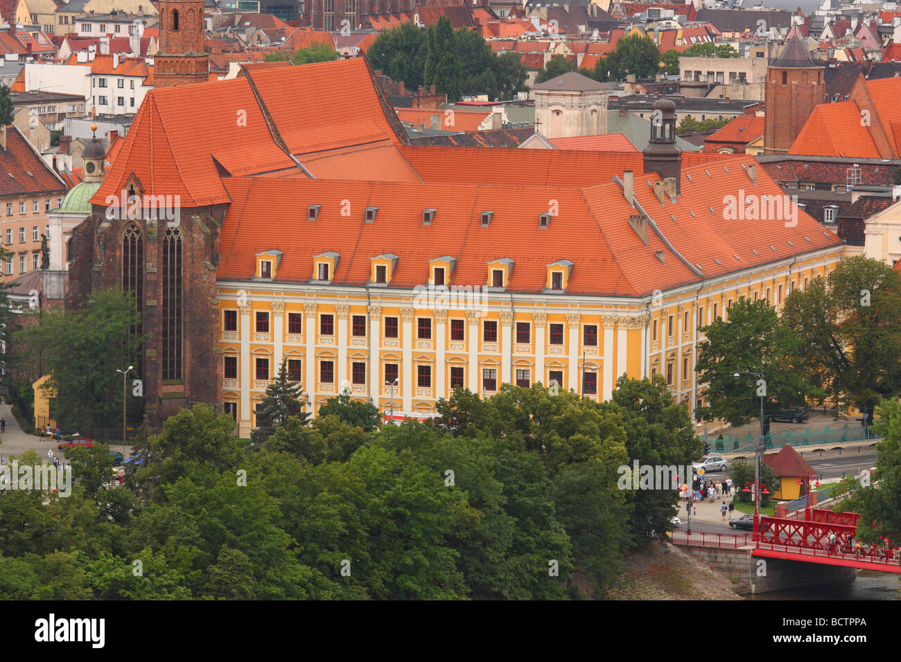 Vista aerea sul centro città centro di Wroclaw Bassa Slesia Polonia Foto Stock