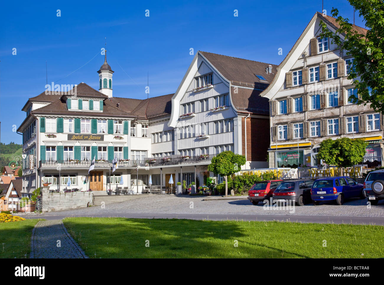 Patrimonio case di Appenzell in Gais village center, Svizzera Foto Stock