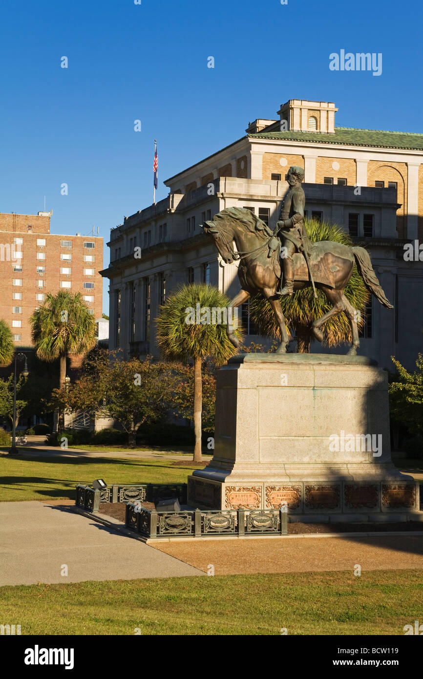 Governatore Wade Hampton statua, State Capitol motivi, Columbia, nella Carolina del Sud, STATI UNITI D'AMERICA Foto Stock