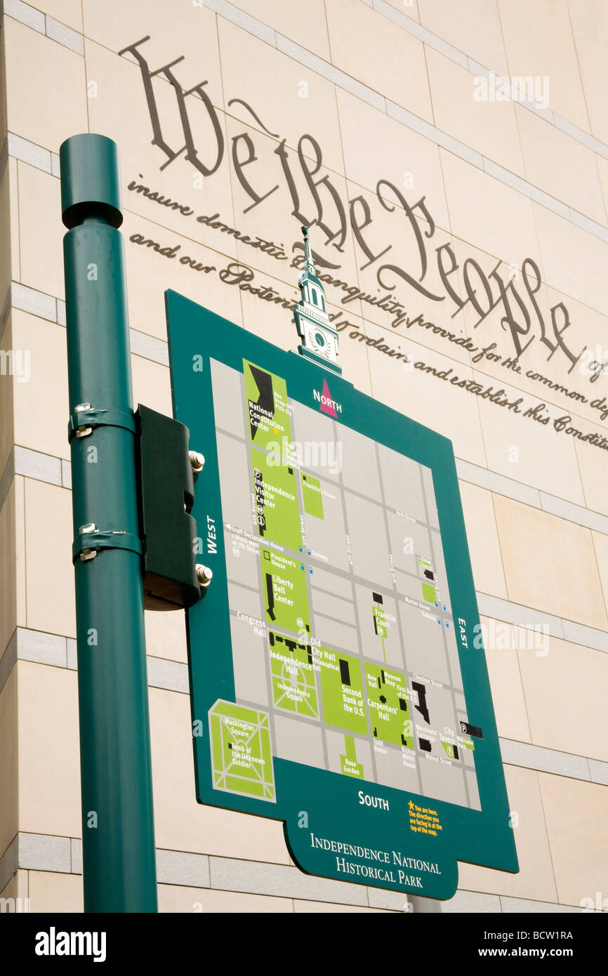 Scheda Informazioni nel museo, il Centro Nazionale della Costituzione, Philadelphia, Pennsylvania, STATI UNITI D'AMERICA Foto Stock