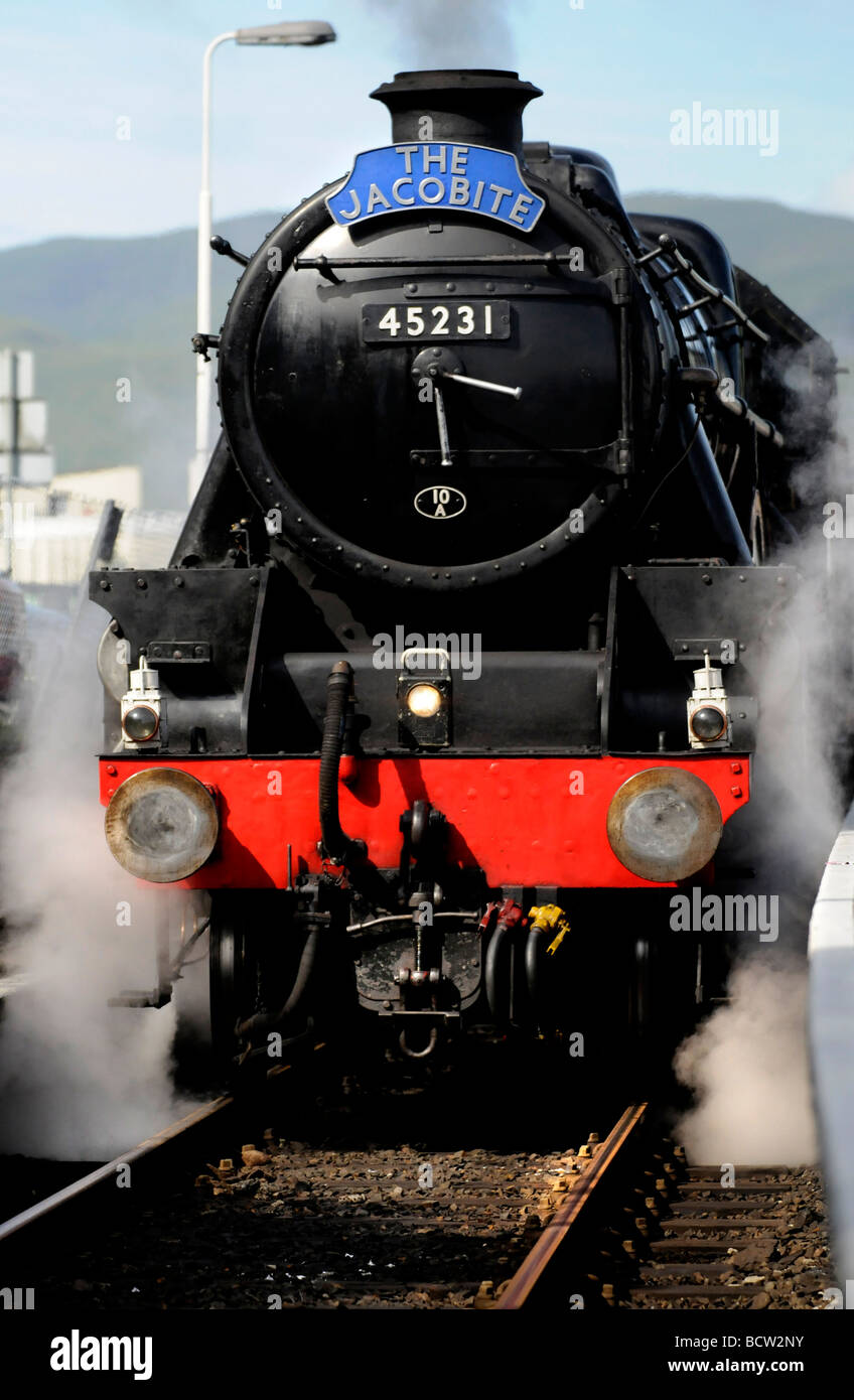 Il vapore giacobita del viaggio in treno da Fort William a Mallaig, Scozia. Gestito da West Coast Ferrovie. Foto Stock