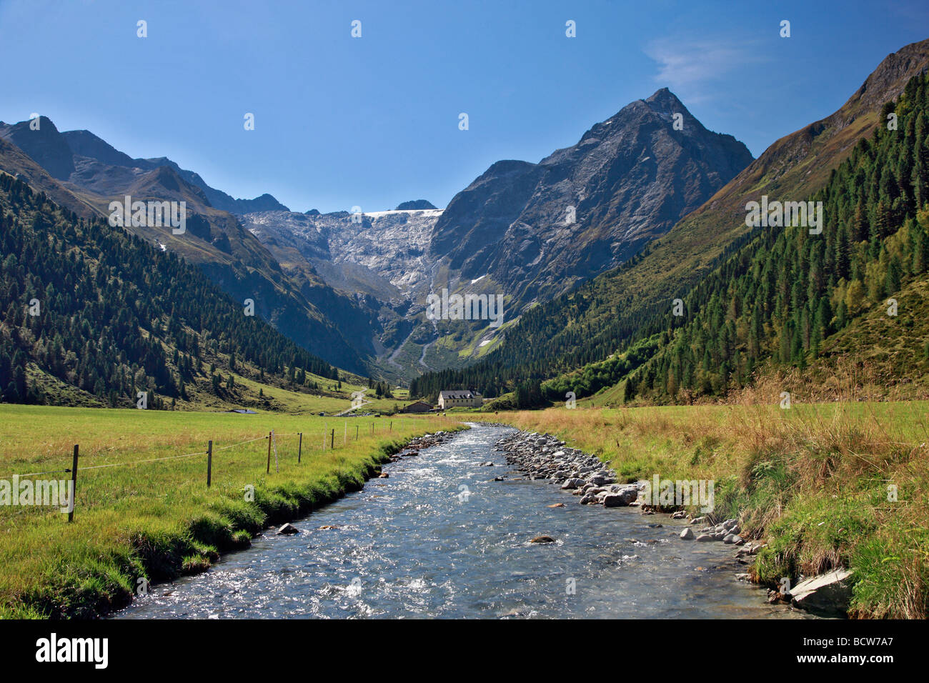 Mt. Liesenser Fernerkogel, Luesenser, ghiacciaio, Luesenser Valley, Hospiz, Alpi dello Stubai in Tirolo, Austria, Europa Foto Stock
