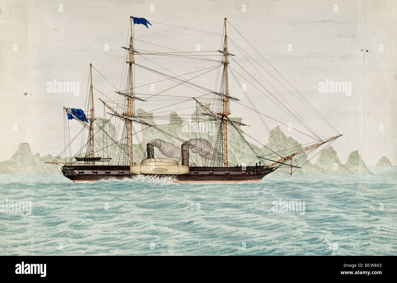 H.M.S. Penelope off Princess Island da William Buck, 1840-1888 Foto Stock