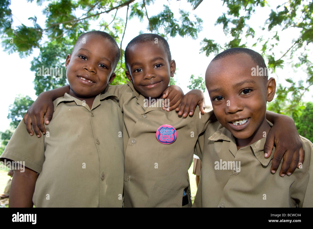 Tre ragazzi giamaicano Foto Stock