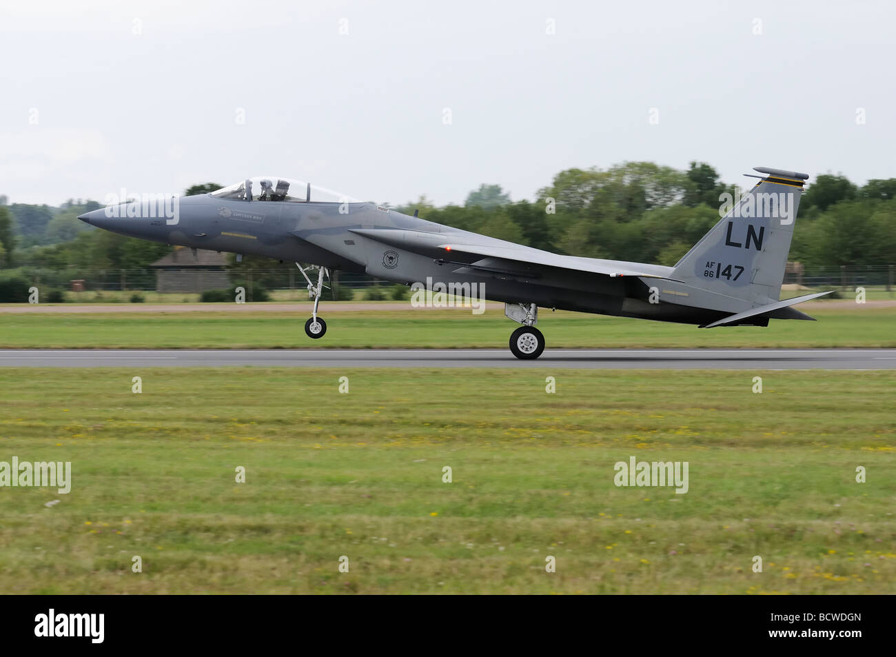 Mcdonnell Douglas ( Ora Boeing) F15C Eagle superiorità aerea Fighter atterra a RAF Fairford per l'International Air Tattoo Foto Stock