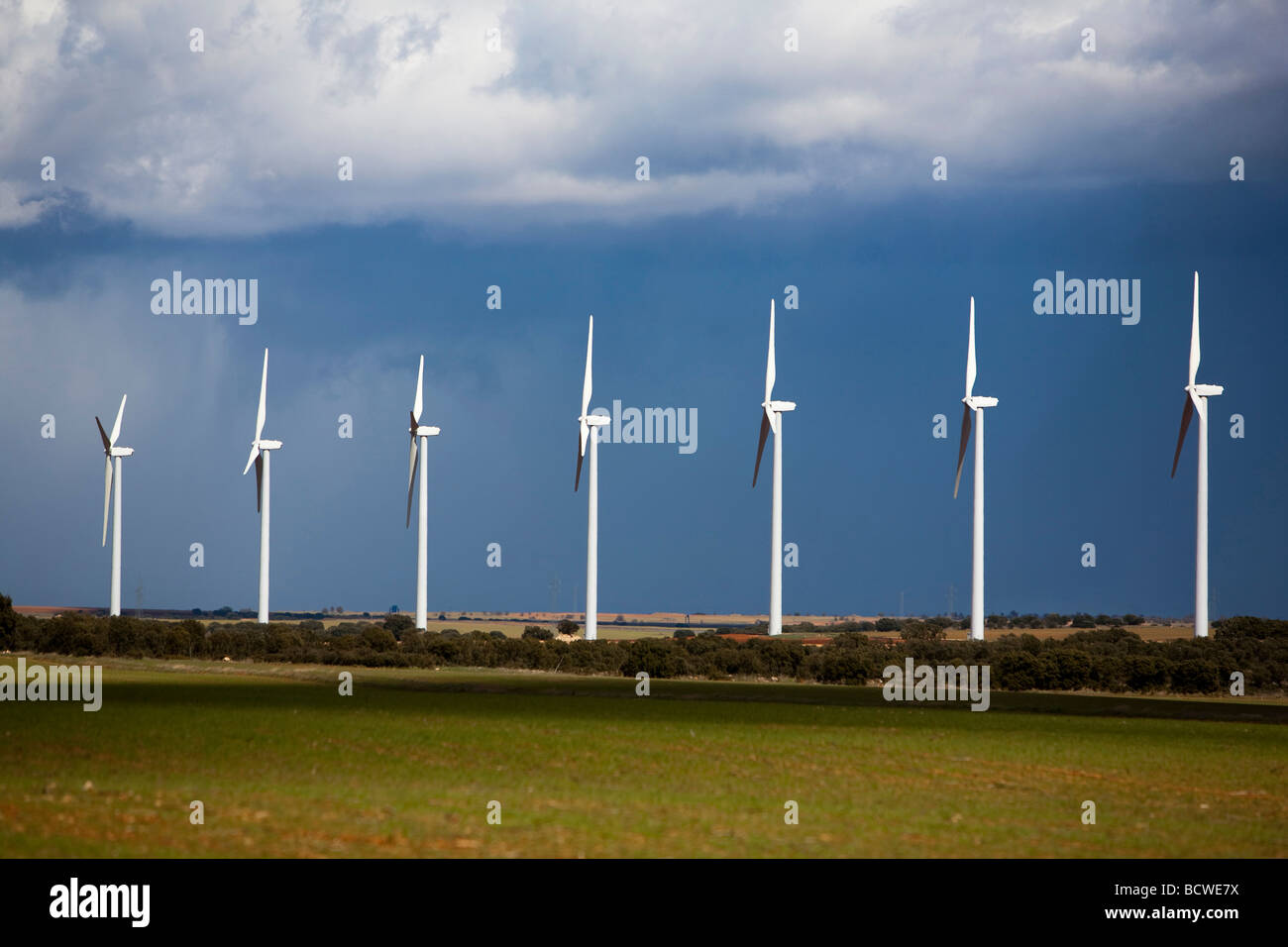 Le turbine eoliche. Albacete. Castilla-La Mancha. Spagna Foto Stock