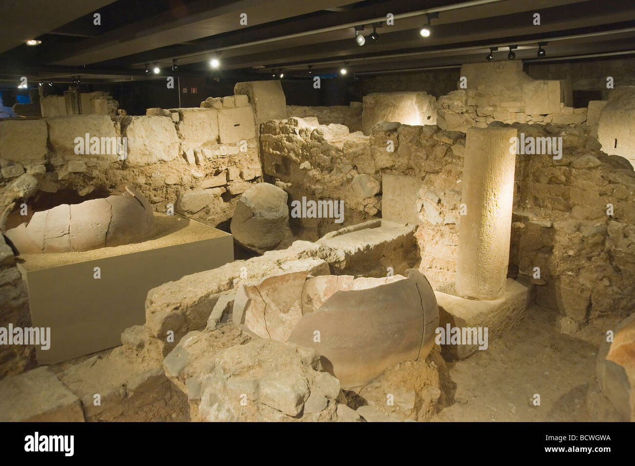 Museo Storico della città i resti della città romana Barcellona Catalonia Spagna Foto Stock