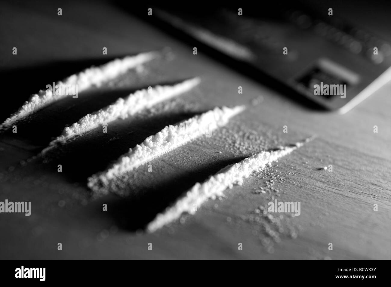 Linee di cocaina Foto Stock