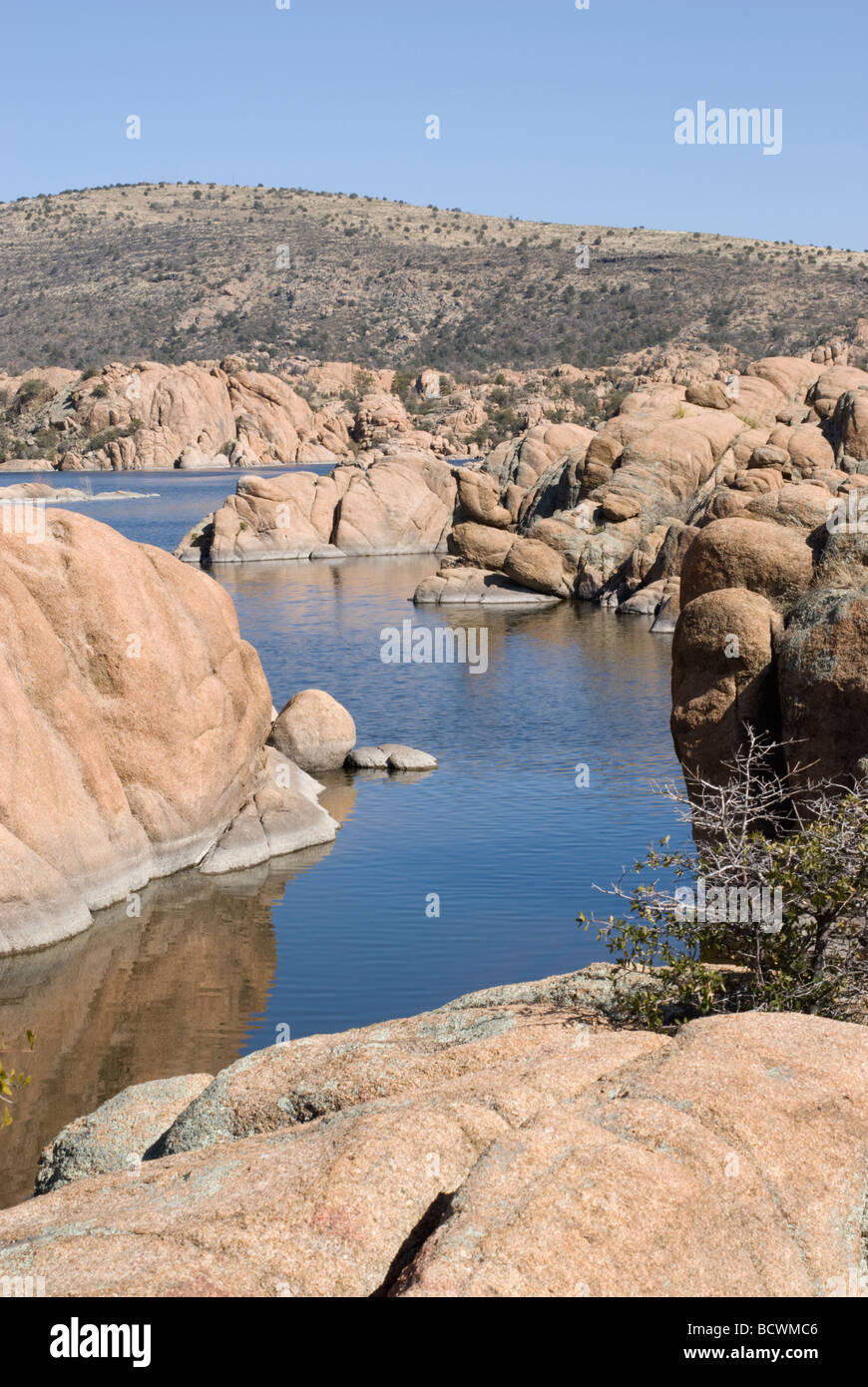 L'altro-mondano paesaggio del lago Watson, Arizona, Stati Uniti d'America Foto Stock