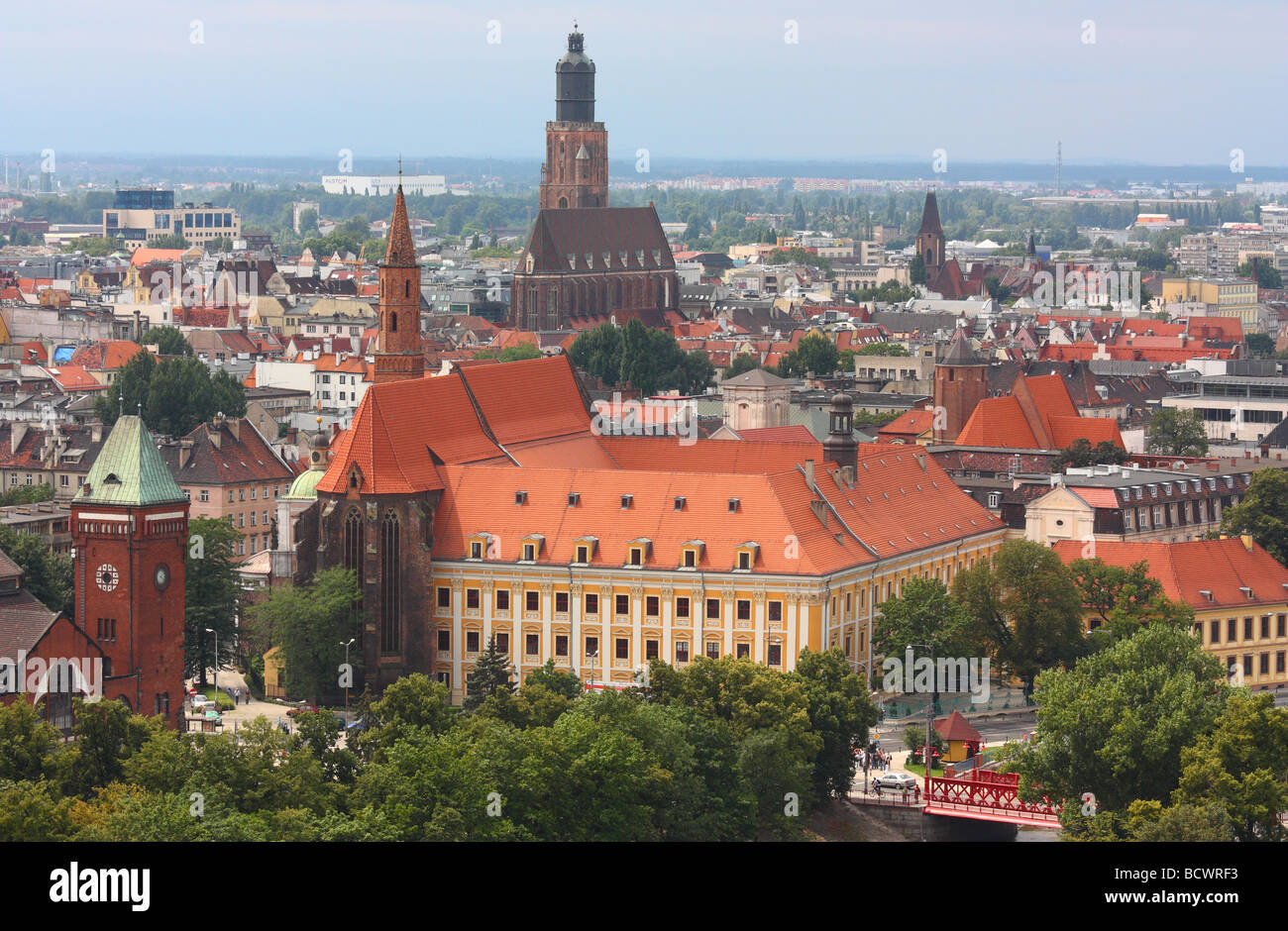 Vista aerea sul centro città centro di Wroclaw Bassa Slesia Polonia Foto Stock