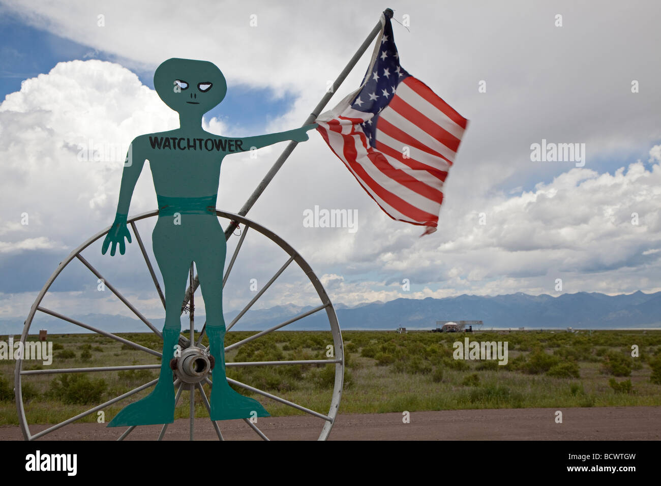 La torre di avvistamento UFO, una attrazione turistica in Colorado di San Luis Valley Foto Stock