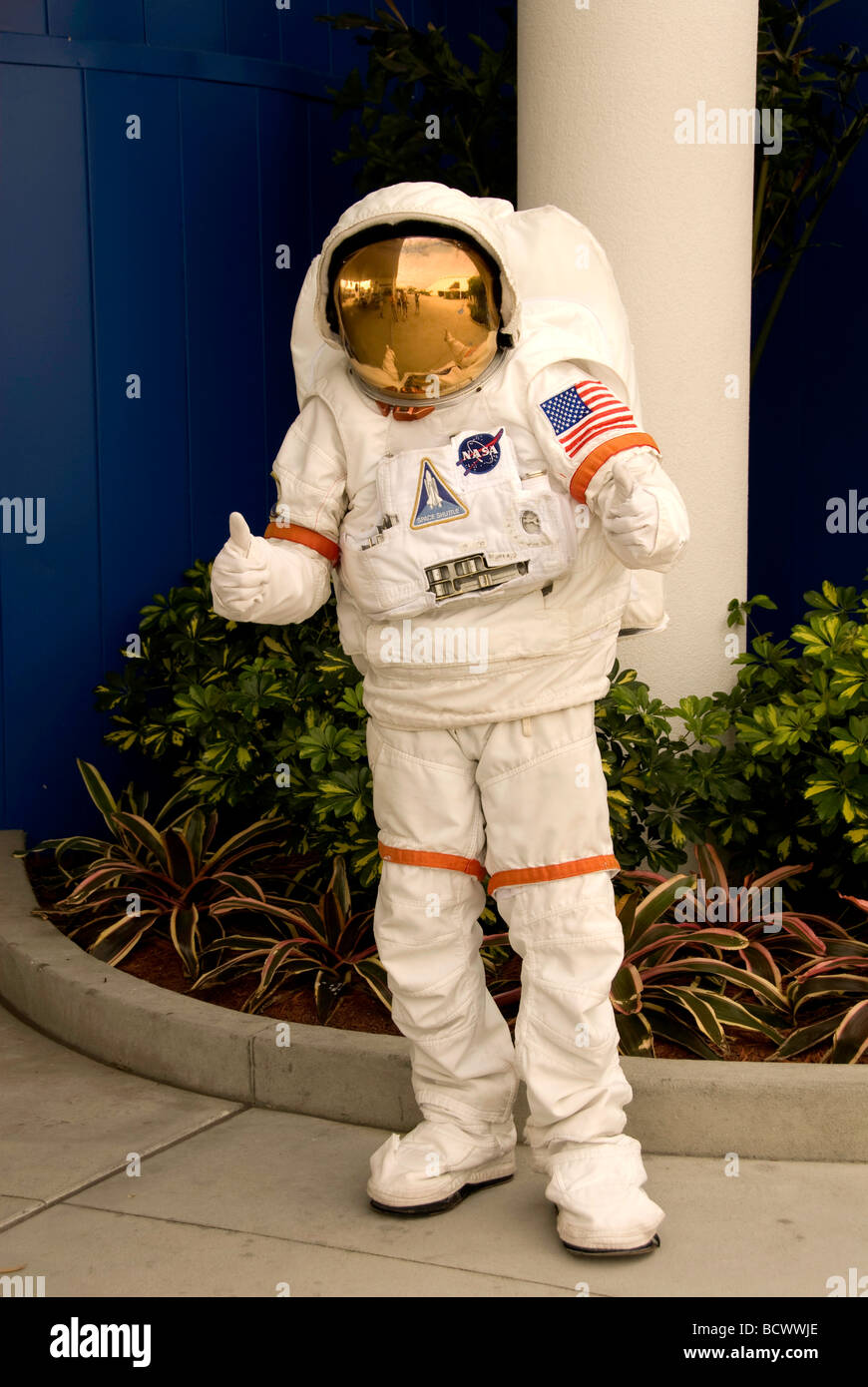 Astronauta in tuta spaziale Kennedy Space Center Complesso Visitatori Cape Canaveral, in Florida Foto Stock