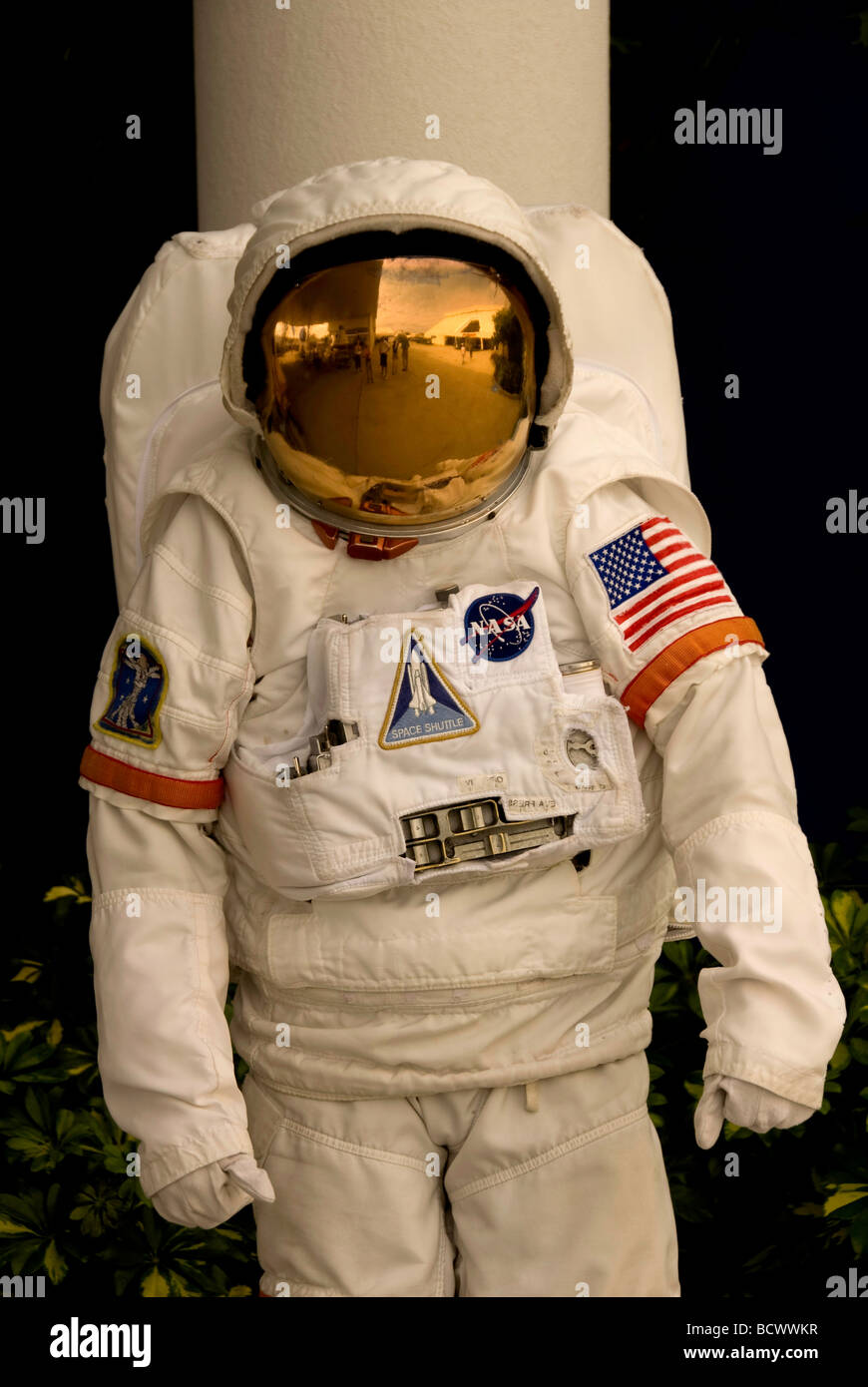 Astronauta in tuta spaziale Kennedy Space Center Complesso Visitatori, Cape Canaveral, in Florida Foto Stock