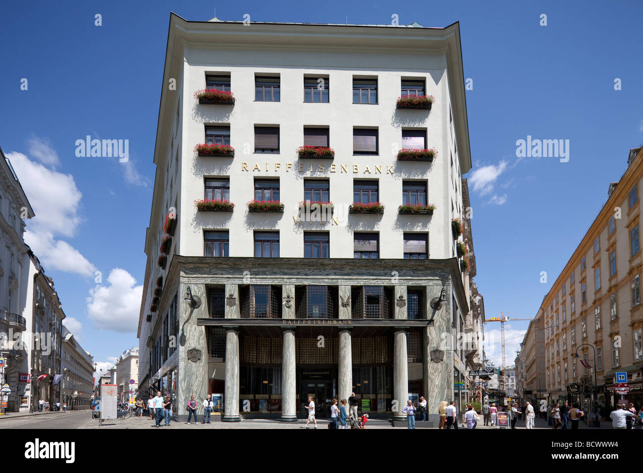 La Looshaus in Michaelerplatz, Vienna, Austria Foto Stock