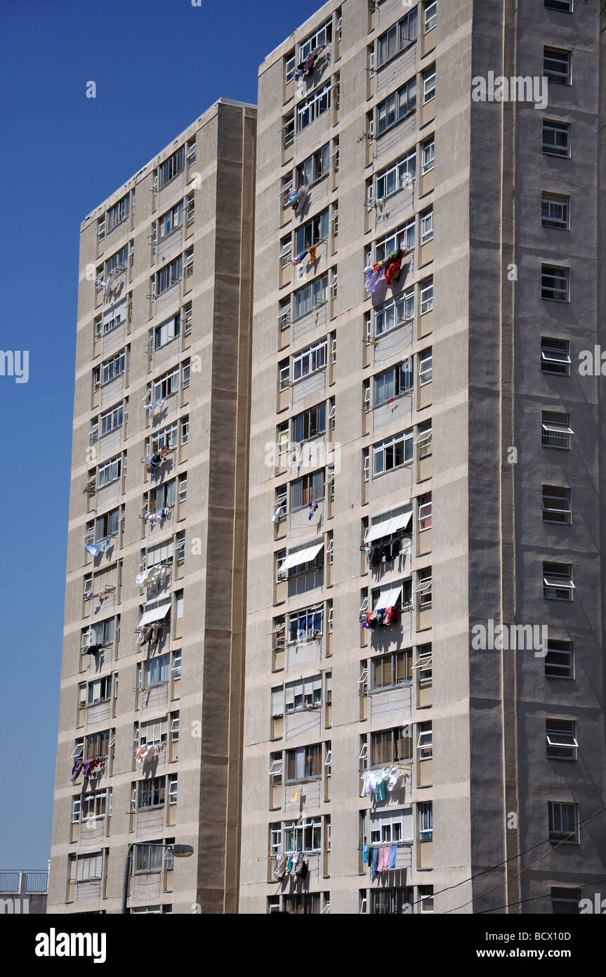 Torre residenziale blocco, città di Gibraltar, Gibilterra Foto Stock