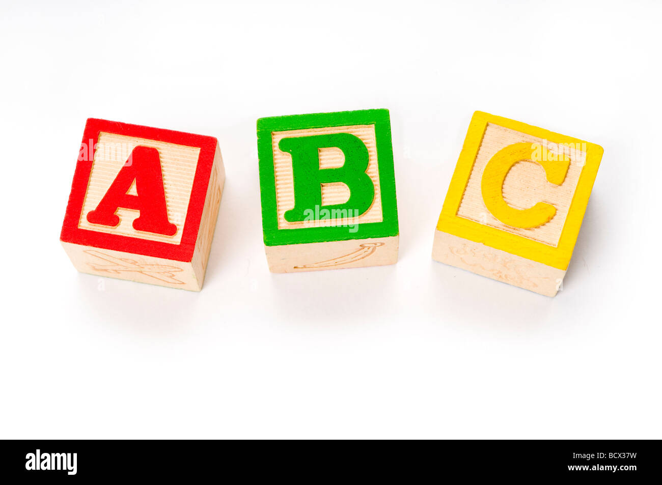Blocchi Alaphabet su bianco Foto Stock