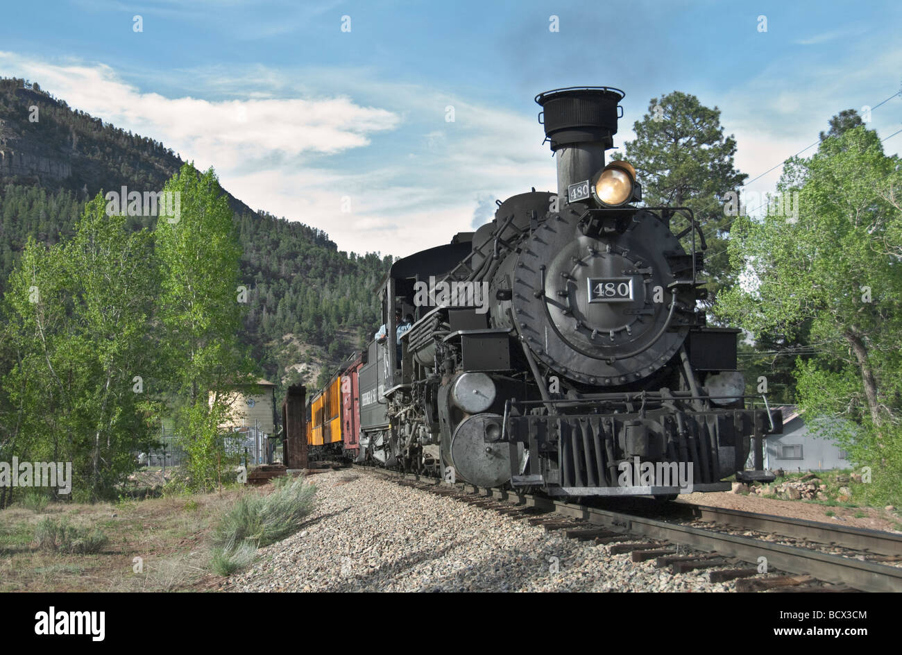 Durango Colorado Durango Silverton Narrow Gauge Railroad motore a vapore locomotiva del treno Foto Stock