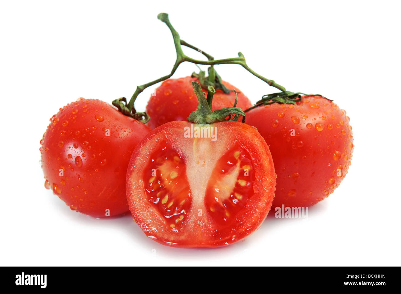 Pomodoro rosso isolato su bianco Foto Stock