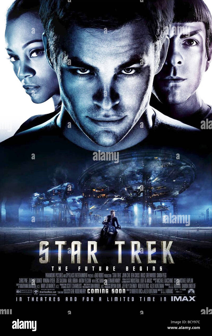 Star Trek Anno : 2009 Direttore : J.J. Abrams Zoe Saldana, Chris Pine, Zachary Quinto, poster del filmato Foto Stock