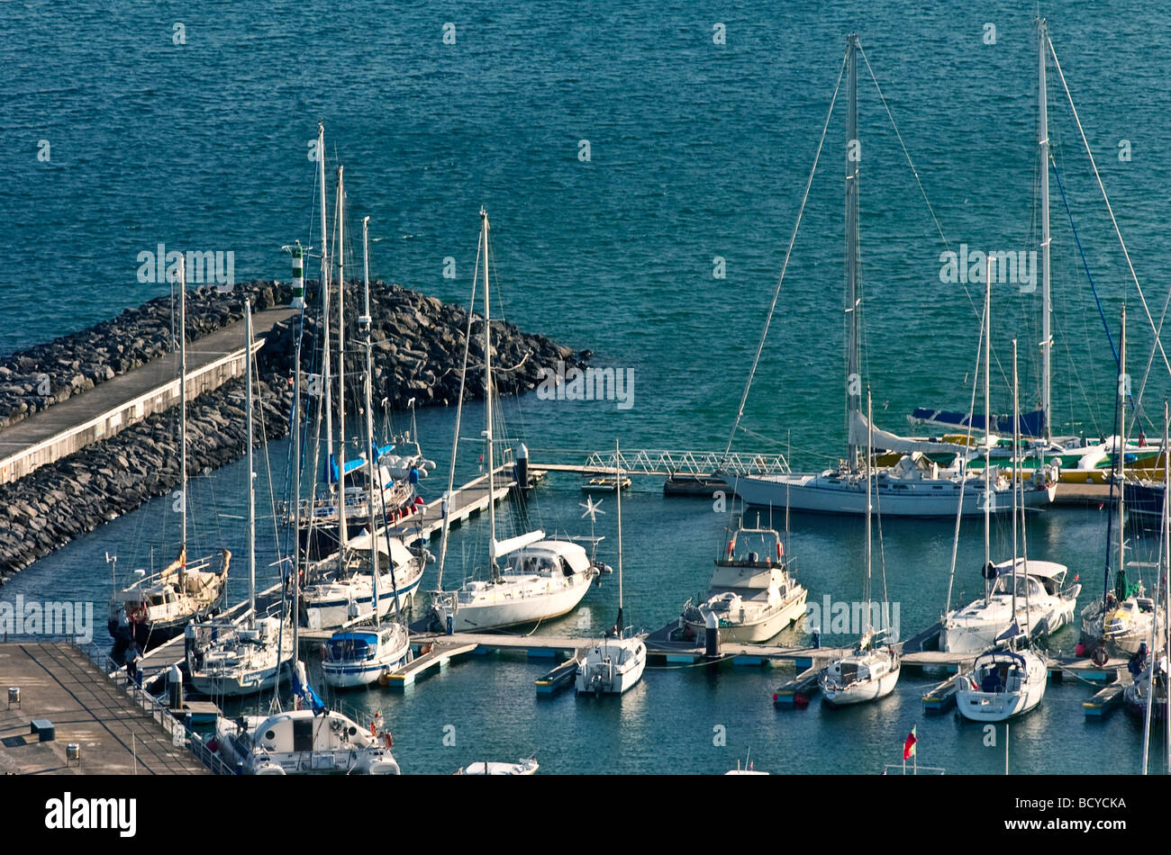 Marina di Praia da Vitoria nelle Azzorre Foto Stock