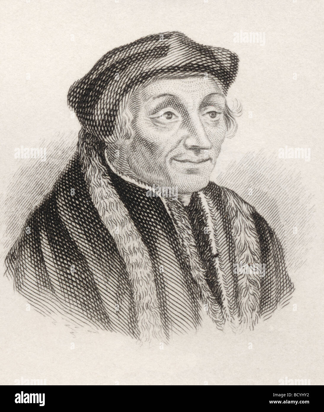 Desiderio Erasmus Roterodamus alias desiderio Erasmus di Rotterdam, c.. 1466/146 - 1536. Umanista rinascimentale olandese e teologo cristiano cattolico Foto Stock