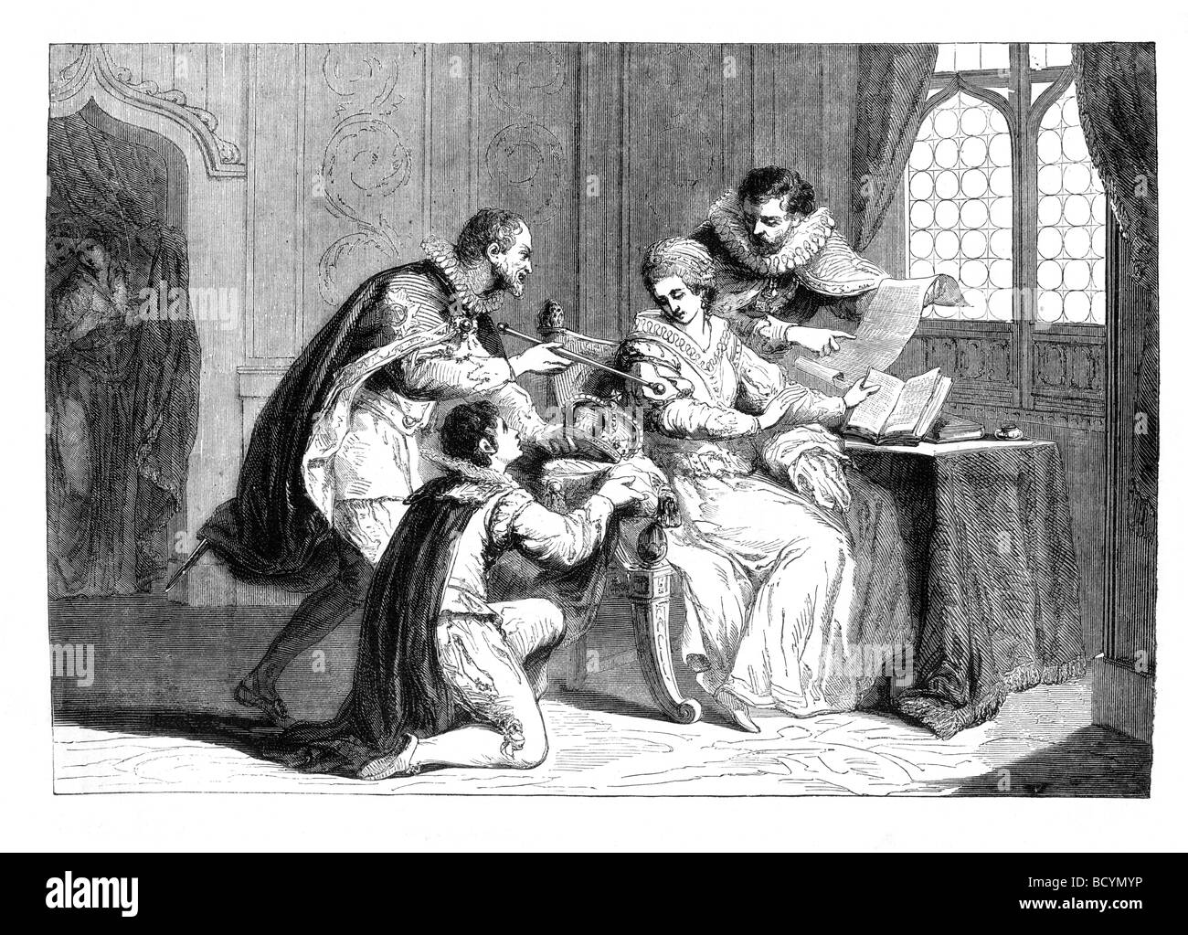 Immagine che mostra la corona viene offerto a Lady Jane Grey 1553 Foto Stock