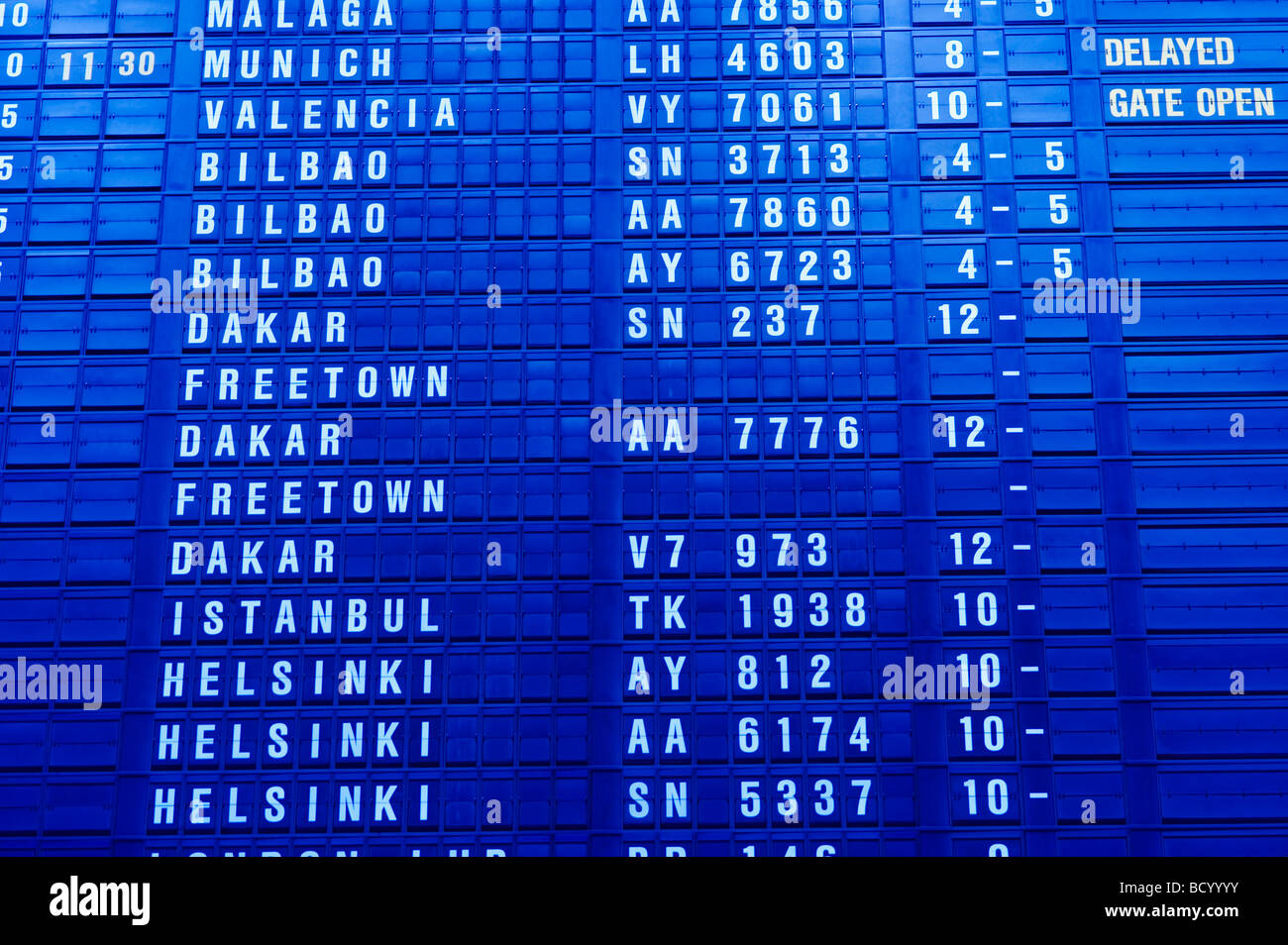 Informazioni aeroporto board Foto Stock