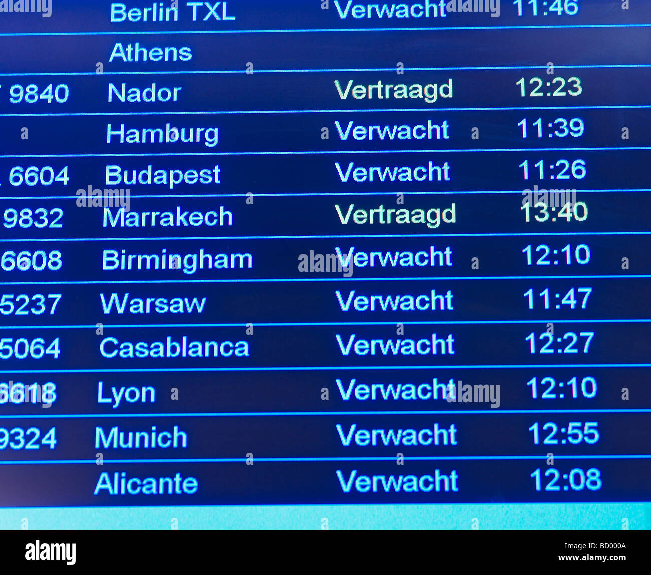 Informazioni aeroporto board Foto Stock